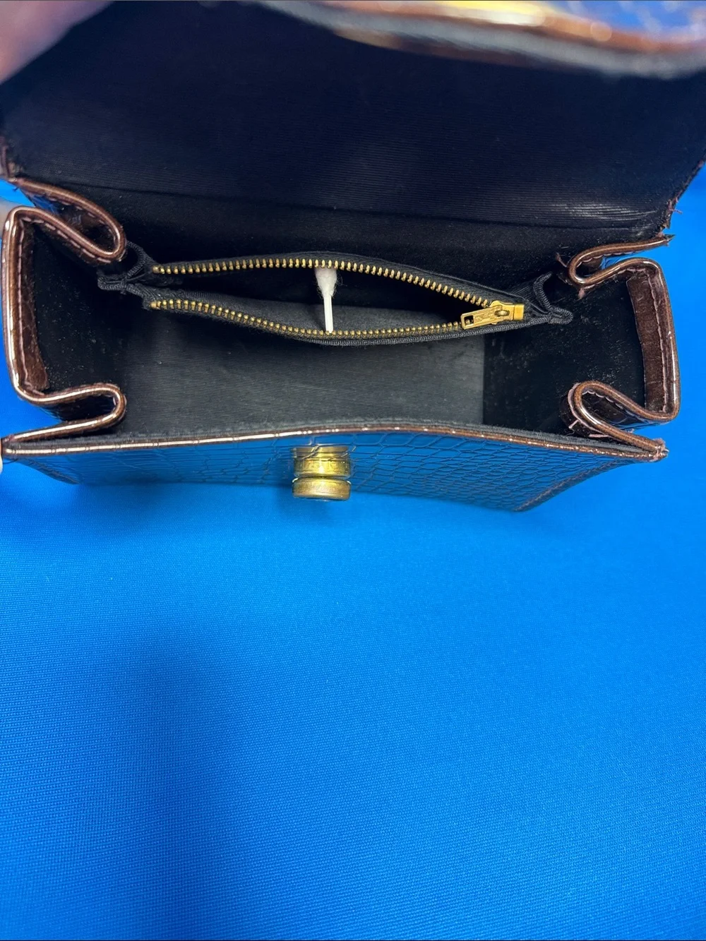 VINTAGE JACLYN USA CROCODILE ALLIGATOR TYPE TOP HANDLE BOX HANDBAG 1960'S 1970'S